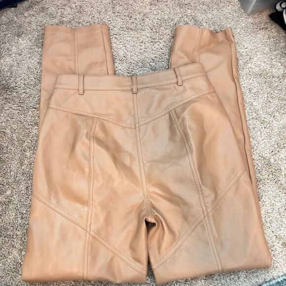 Aritzia Wilfred Rebel High Waisted Vegan Leather Pants in Camel Size 4 - Picture 4 of 5
